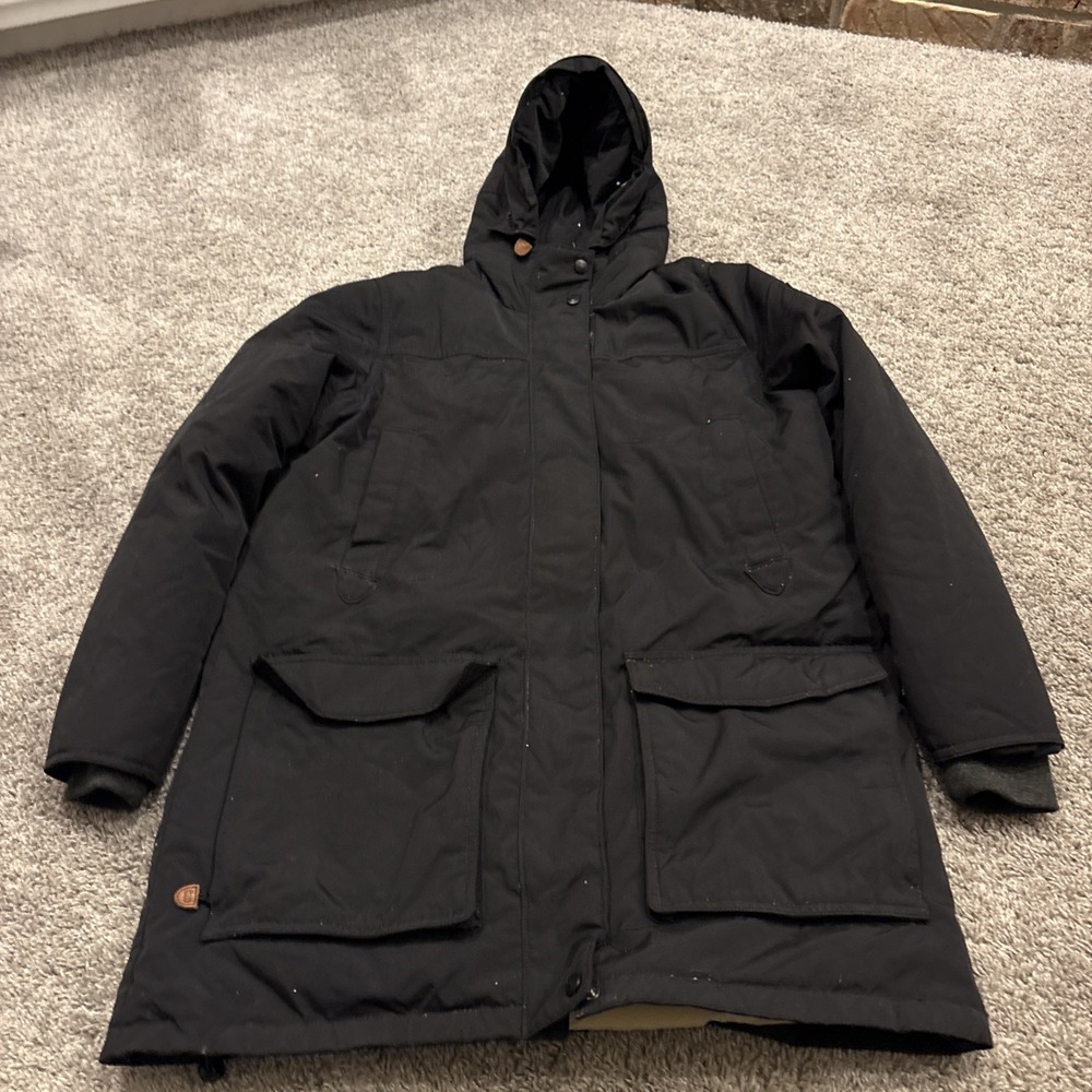 Woolrich Patrol Parka Size Large L Black 650 Fill Goose Down Waterproof Jacket